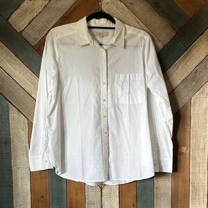 NWT! LOFT White Long-Sleeve Button-Down Shirt